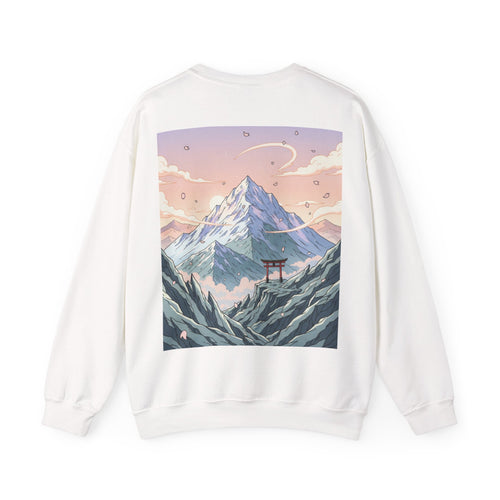 Alien Hiker Crewneck Sweatshirt — Cute Green Alien on Mountain Graphic