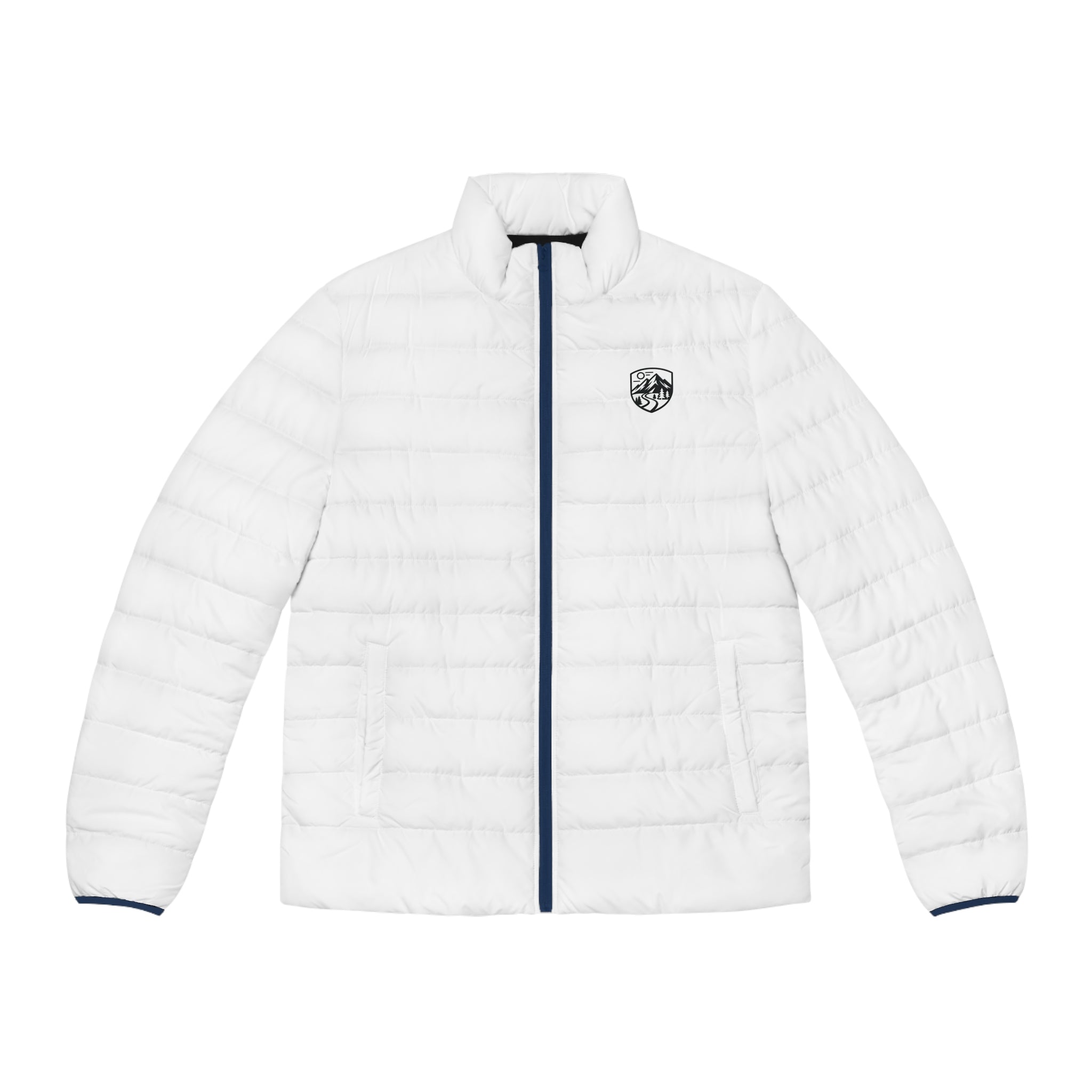 Men’s Quilted Puffer Jacket — Minimal Crest Logo, Lightweight Winter Coat