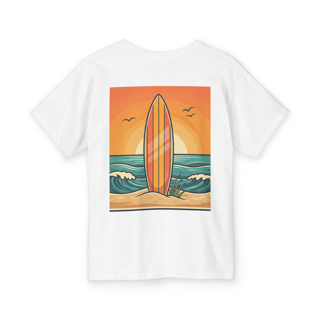 Youth Surfboard Sunset Tee — Kids Beach Surf T-Shirt