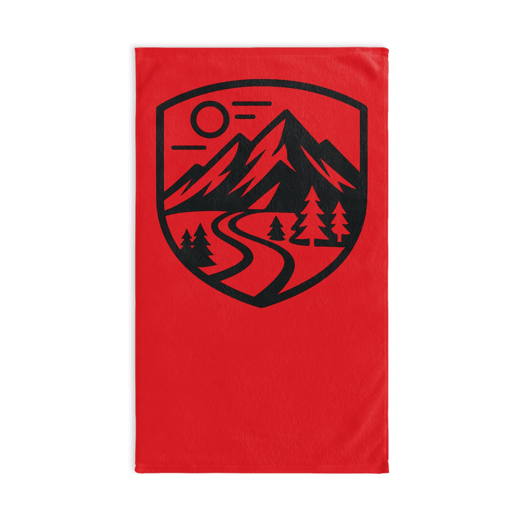 Mountain Trail Hand Towel — Outdoor Camping Badge Design