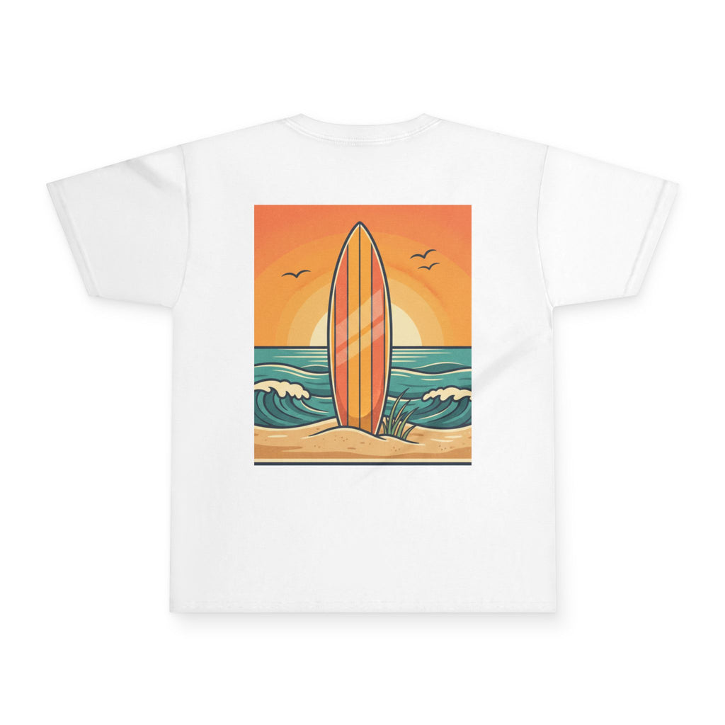 Youth Surfboard Sunset Tee — Kids Beach Surf T-Shirt