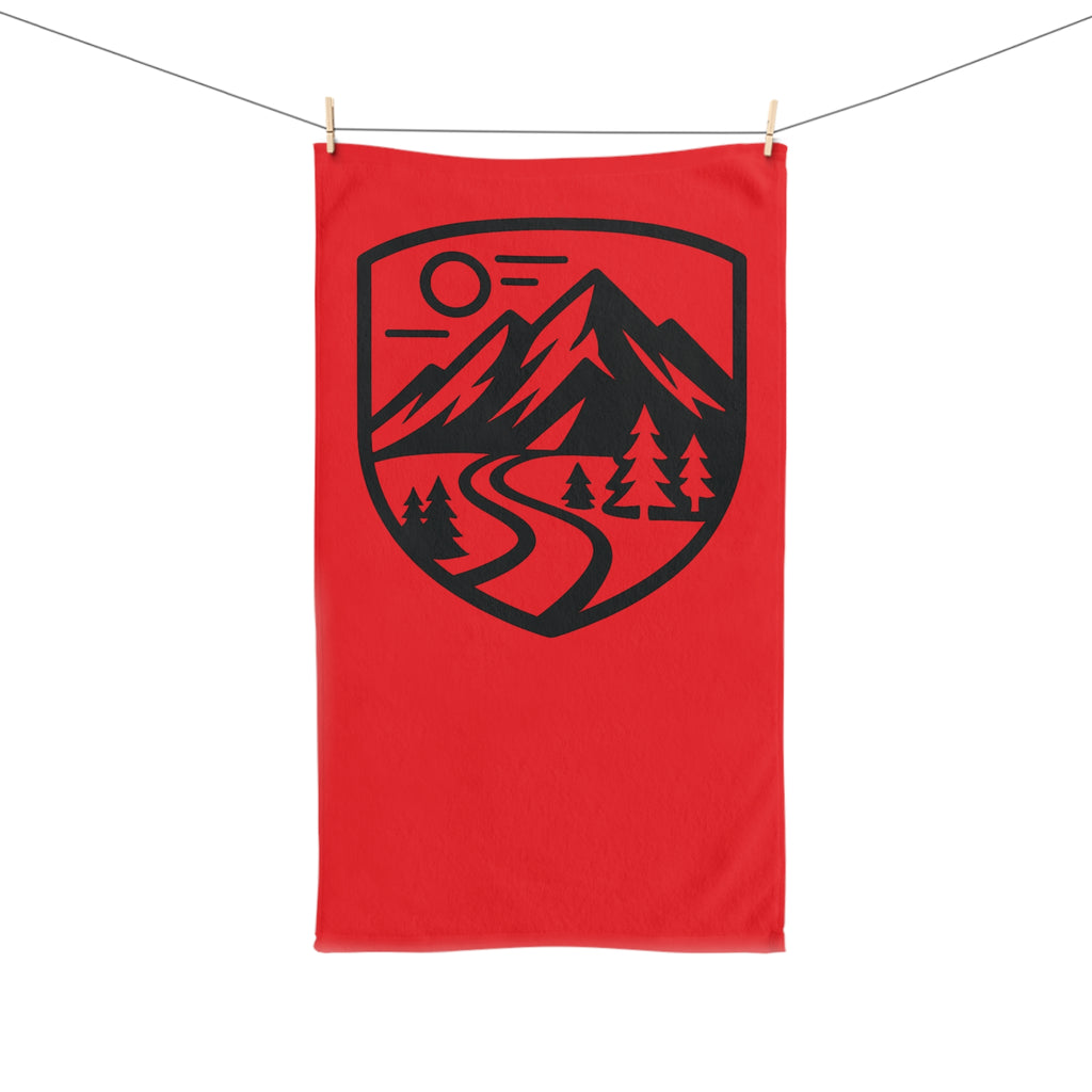Mountain Trail Hand Towel — Outdoor Camping Badge Design